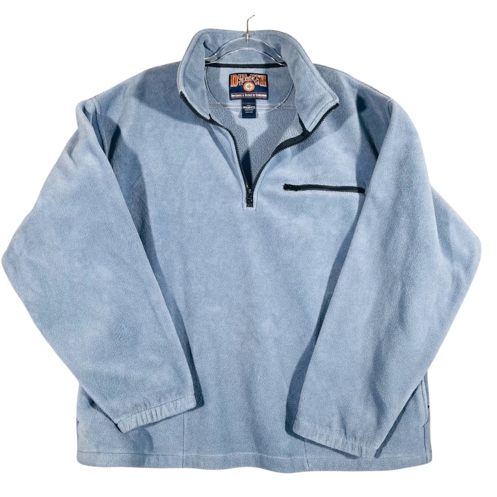 Duluth Trading Co Men's Quarter Zip Solid XL Blue Gray Fleece Outdoor Hiking